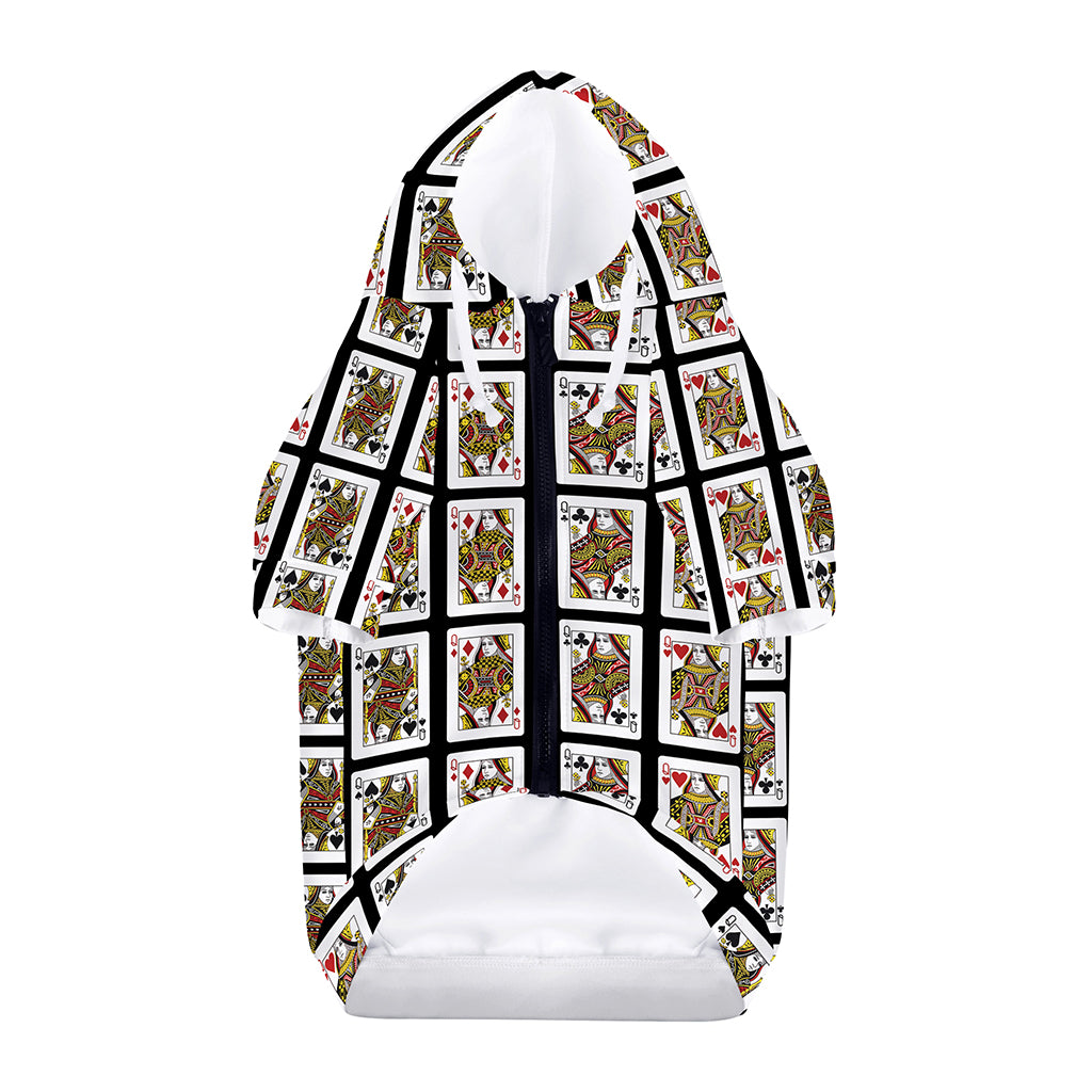 Four Queens Playing Cards Pattern Print Dog Zip Up Hoodie
