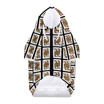 Four Queens Playing Cards Pattern Print Dog Zip Up Hoodie
