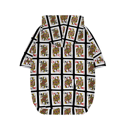Four Queens Playing Cards Pattern Print Dog Zip Up Hoodie