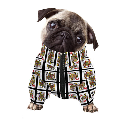 Four Queens Playing Cards Pattern Print Dog Zip Up Jacket