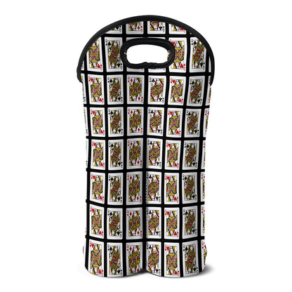 Four Queens Playing Cards Pattern Print Double Neoprene Wine Tote