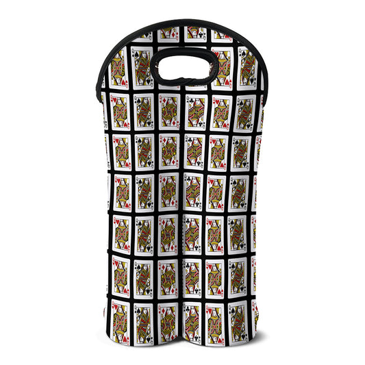 Four Queens Playing Cards Pattern Print Double Neoprene Wine Tote