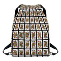 Four Queens Playing Cards Pattern Print Drawstring Backpack