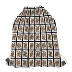 Four Queens Playing Cards Pattern Print Drawstring Bag