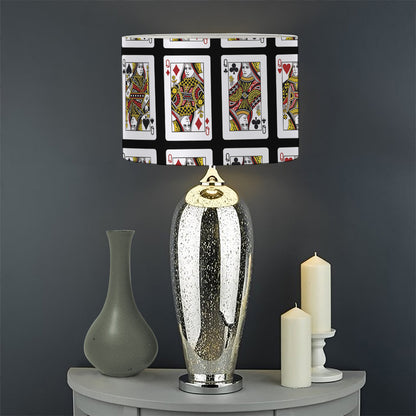 Four Queens Playing Cards Pattern Print Drum Lamp Shade