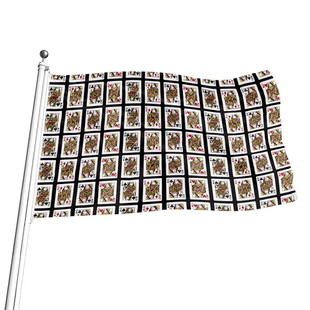 Four Queens Playing Cards Pattern Print Flag