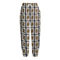 Four Queens Playing Cards Pattern Print Fleece Lined Knit Pants