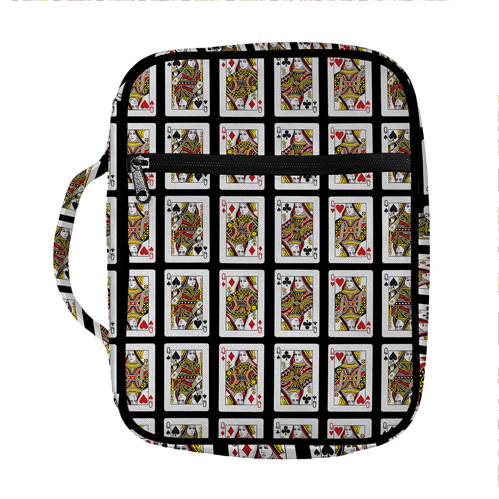 Four Queens Playing Cards Pattern Print Front Pocket Bible Bag