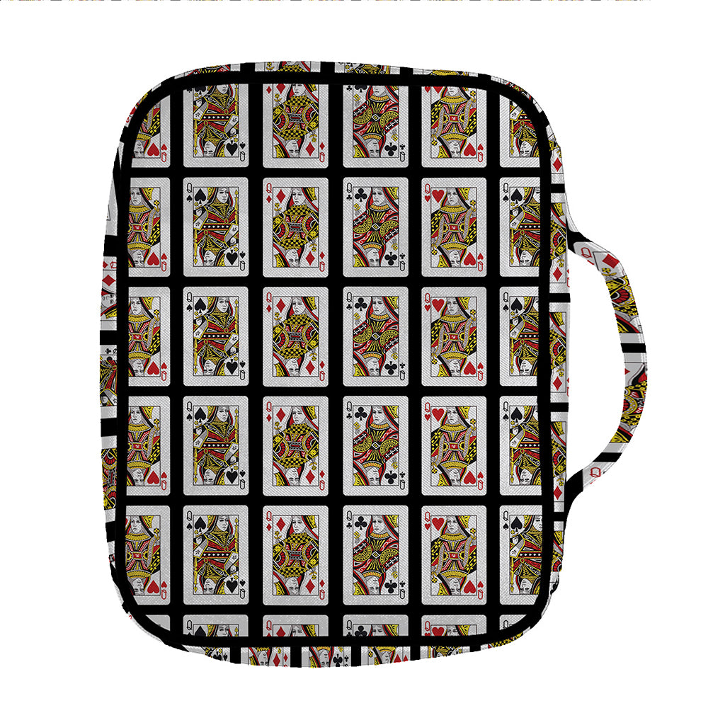 Four Queens Playing Cards Pattern Print Front Pocket Bible Bag