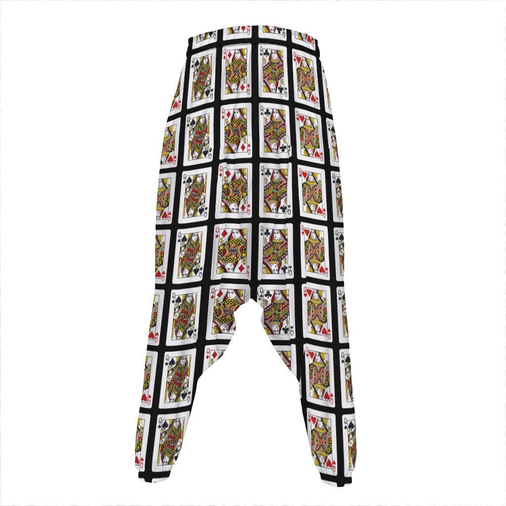 Four Queens Playing Cards Pattern Print Hammer Pants