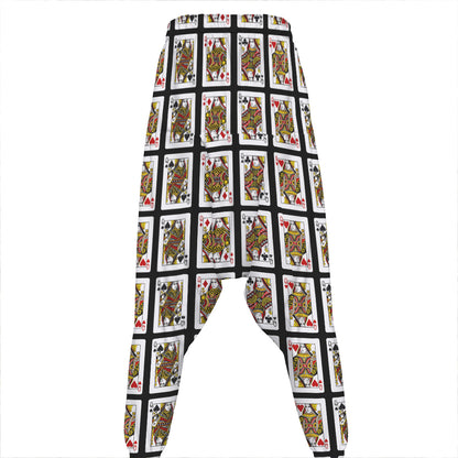Four Queens Playing Cards Pattern Print Hammer Pants