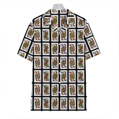 Four Queens Playing Cards Pattern Print Hawaiian Shirt