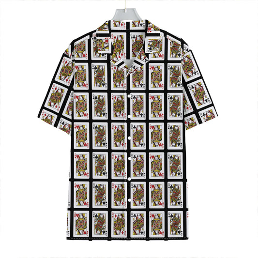 Four Queens Playing Cards Pattern Print Hawaiian Shirt