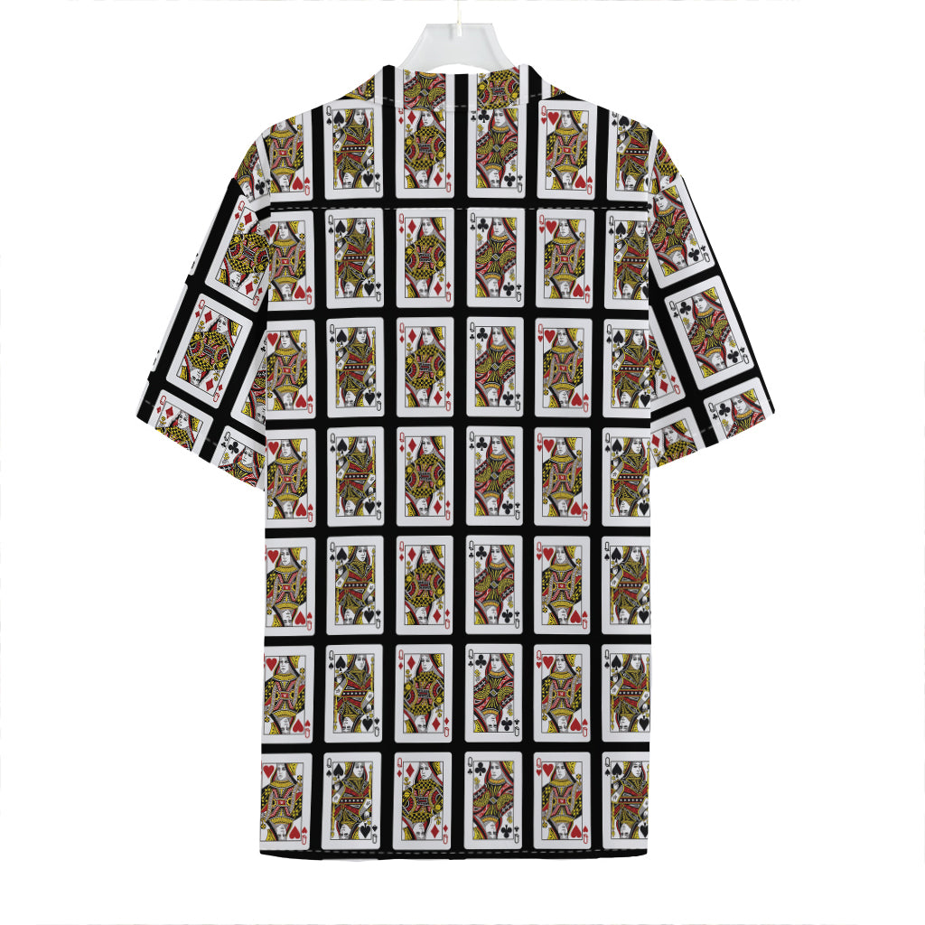 Four Queens Playing Cards Pattern Print Hawaiian Shirt