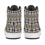 Four Queens Playing Cards Pattern Print High Top Leather Sneakers