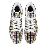Four Queens Playing Cards Pattern Print High Top Leather Sneakers