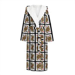 Four Queens Playing Cards Pattern Print Hooded Bathrobe