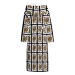 Four Queens Playing Cards Pattern Print Hooded Bathrobe