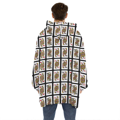 Four Queens Playing Cards Pattern Print Hoodie Blanket