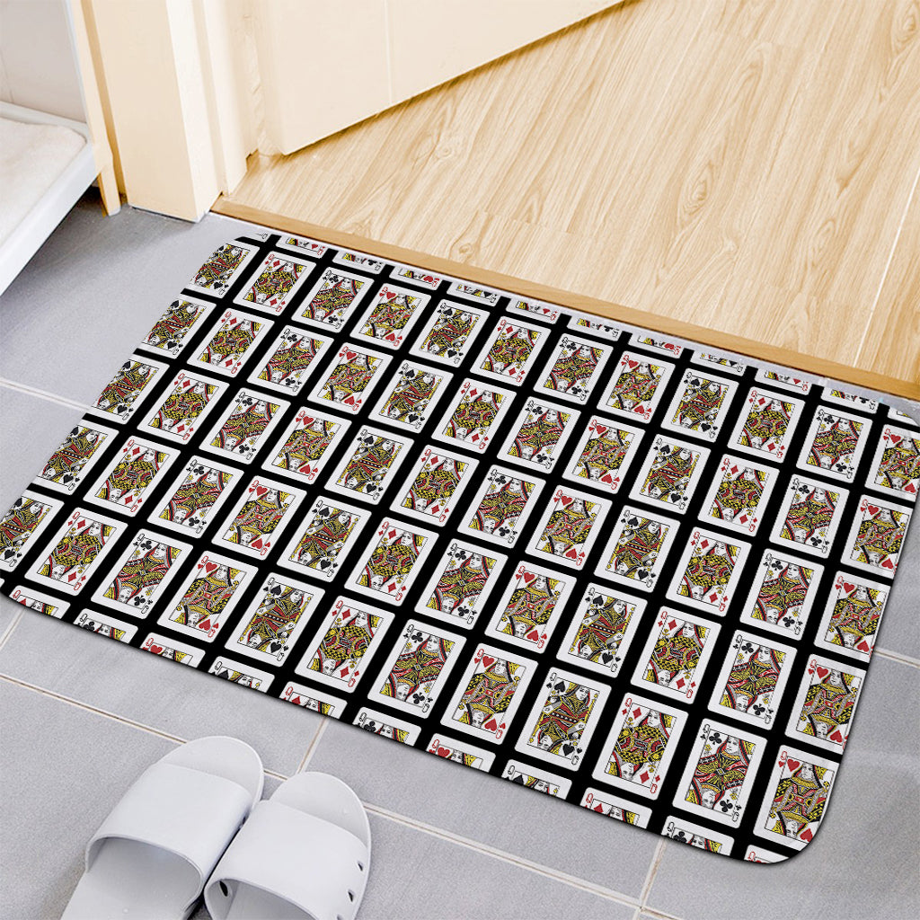 Four Queens Playing Cards Pattern Print Indoor Door Mat