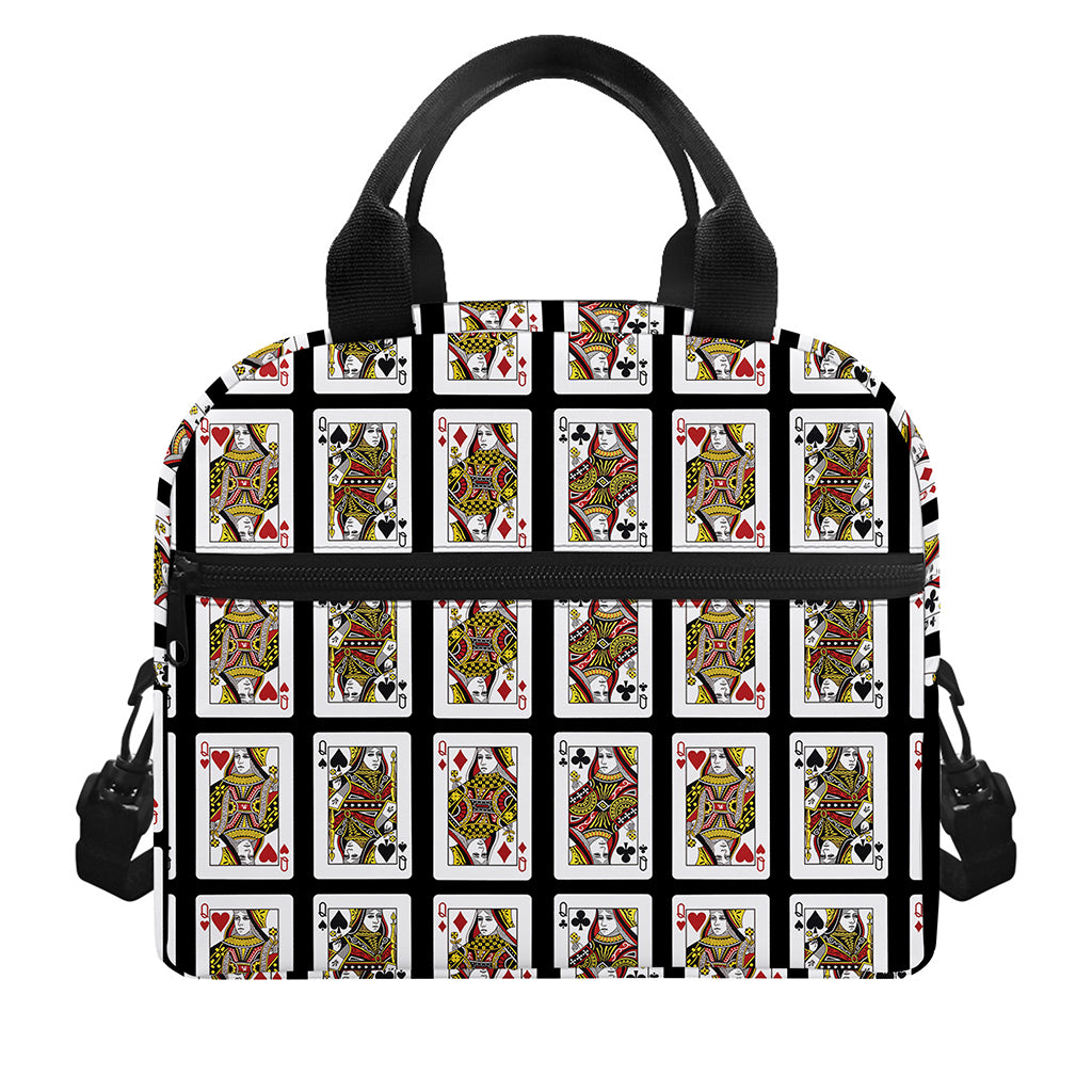 Four Queens Playing Cards Pattern Print Insulated Lunch Bag