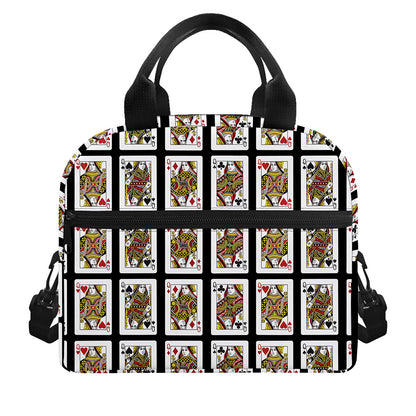 Four Queens Playing Cards Pattern Print Insulated Lunch Bag