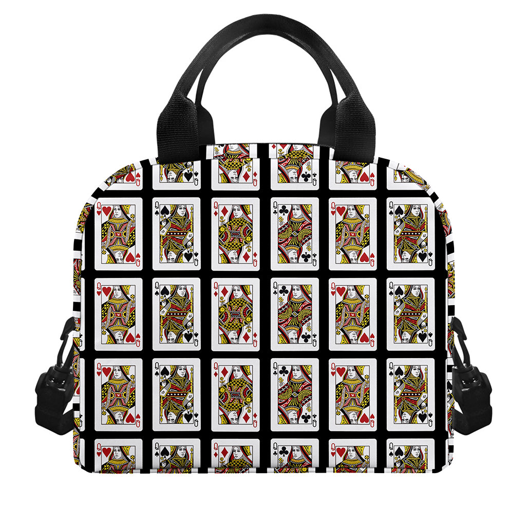 Four Queens Playing Cards Pattern Print Insulated Lunch Bag