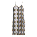 Four Queens Playing Cards Pattern Print Jersey Midi Cami Dress
