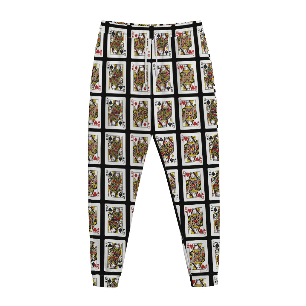 Four Queens Playing Cards Pattern Print Jogger Pants