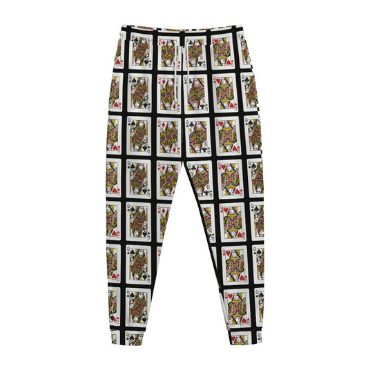 Four Queens Playing Cards Pattern Print Jogger Pants