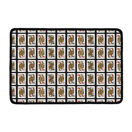 Four Queens Playing Cards Pattern Print Kitchen Mat