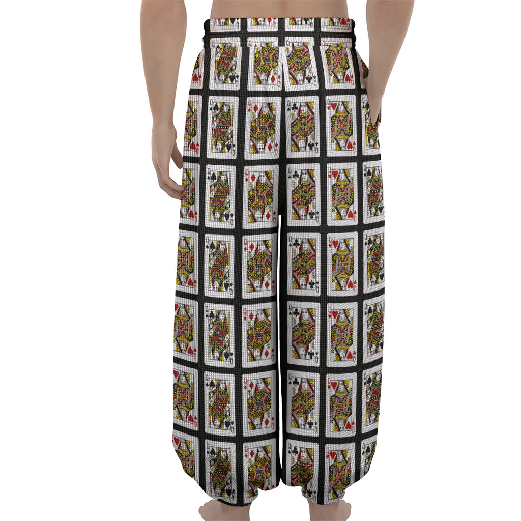 Four Queens Playing Cards Pattern Print Lantern Pants