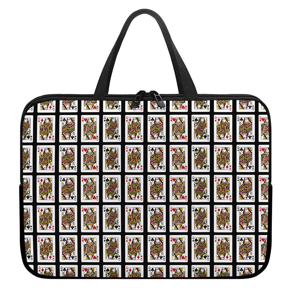 Four Queens Playing Cards Pattern Print Laptop Sleeve With Handle