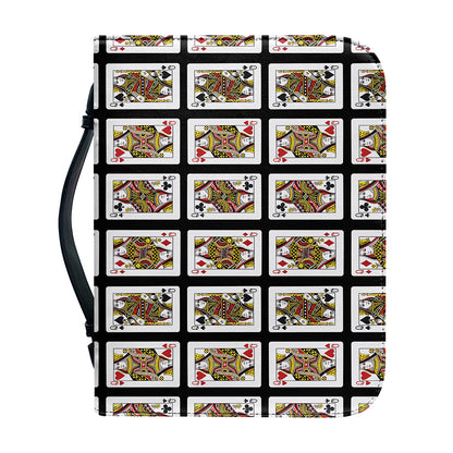 Four Queens Playing Cards Pattern Print Leather Bible Cover