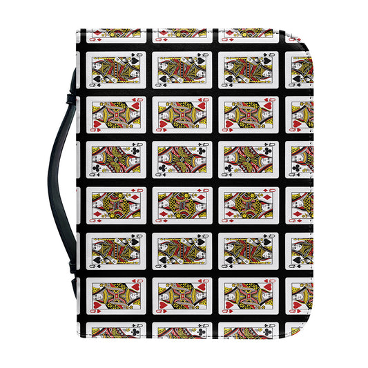 Four Queens Playing Cards Pattern Print Leather Bible Cover
