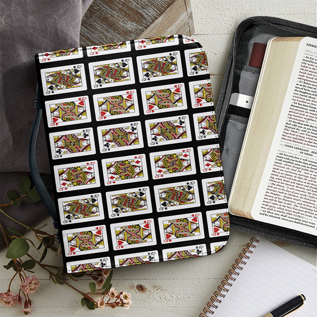 Four Queens Playing Cards Pattern Print Leather Bible Cover