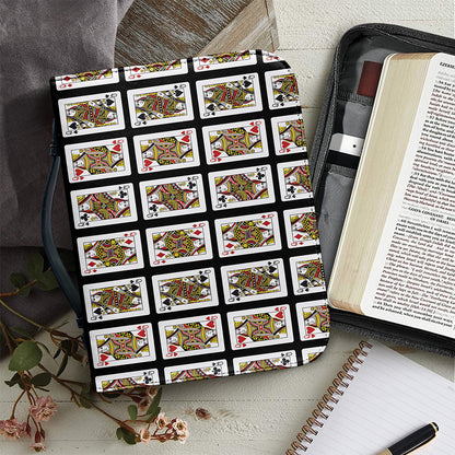Four Queens Playing Cards Pattern Print Leather Bible Cover