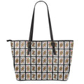 Four Queens Playing Cards Pattern Print Leather Tote Bag With Zipper