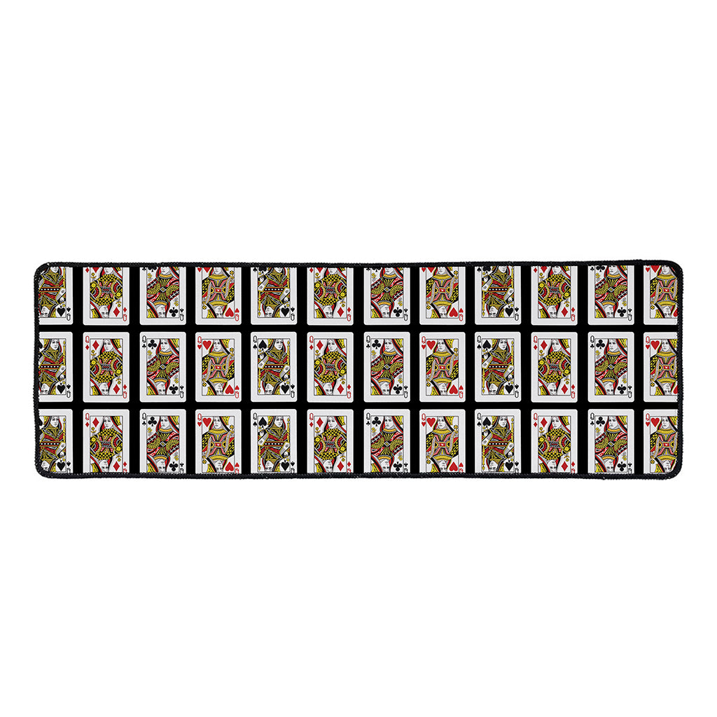 Four Queens Playing Cards Pattern Print Long Kitchen Mat