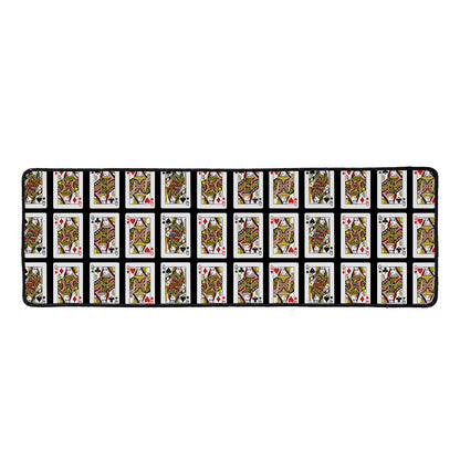 Four Queens Playing Cards Pattern Print Long Kitchen Mat