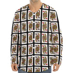 Four Queens Playing Cards Pattern Print Long Sleeve Baseball Jersey