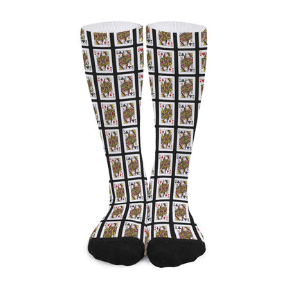Four Queens Playing Cards Pattern Print Long Socks