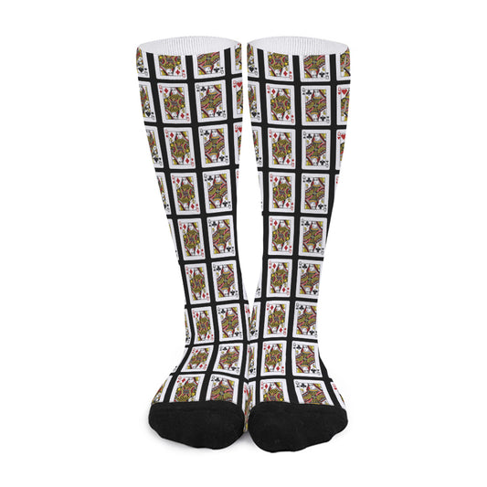 Four Queens Playing Cards Pattern Print Long Socks