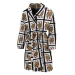 Four Queens Playing Cards Pattern Print Men's Bathrobe