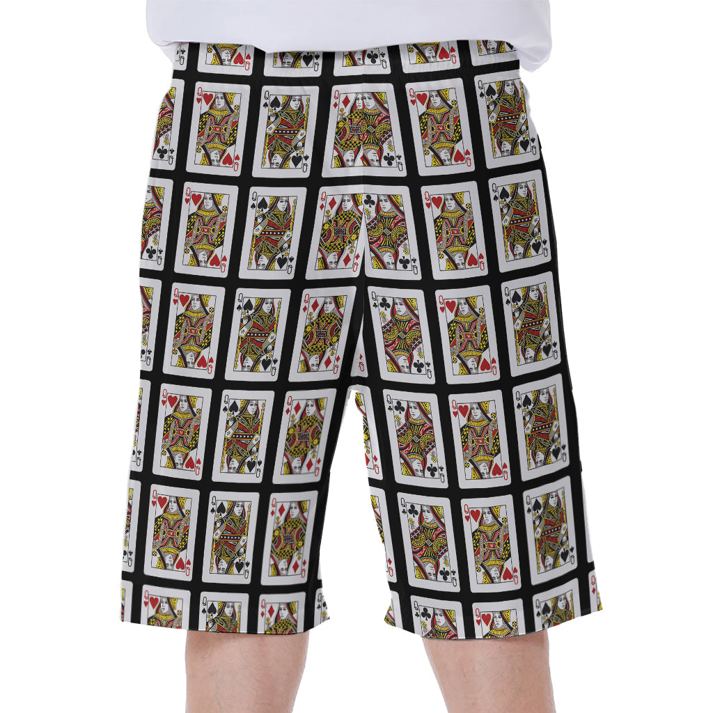 Four Queens Playing Cards Pattern Print Men's Beach Shorts