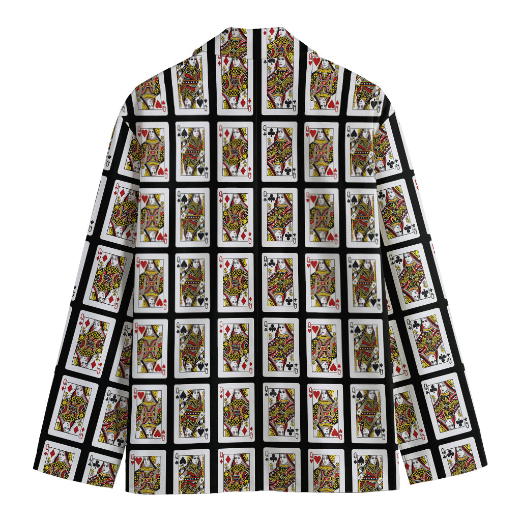 Four Queens Playing Cards Pattern Print Men's Blazer