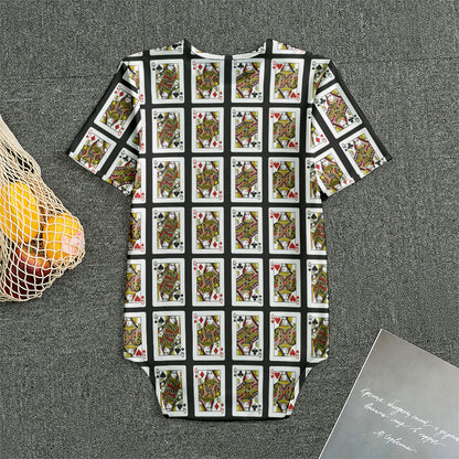 Four Queens Playing Cards Pattern Print Men's Bodysuit