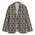 Four Queens Playing Cards Pattern Print Men's Cotton Blazer