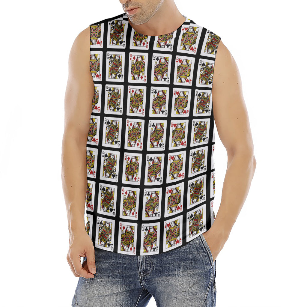 Four Queens Playing Cards Pattern Print Men's Fitness Tank Top