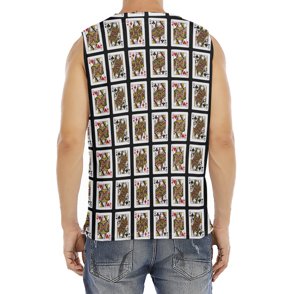 Four Queens Playing Cards Pattern Print Men's Fitness Tank Top